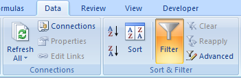 How to insert a filter in Excel 2007