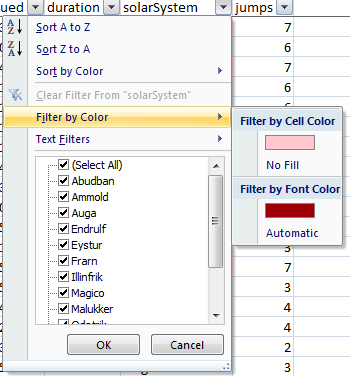 How to use filters in Excel 2007