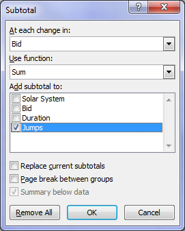 Microsoft Excel how to nest Subtotals