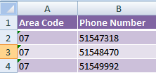Excel CONCATENATE example