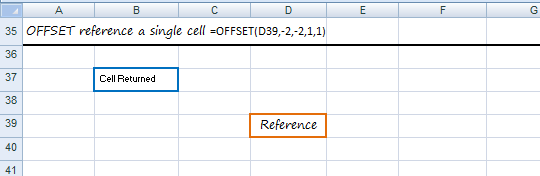 offset reference single cell - rows