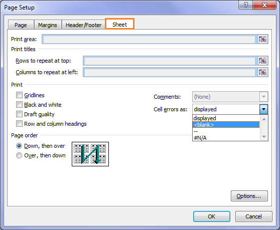 Excel IFERROR 2 Cell Errors Print Options