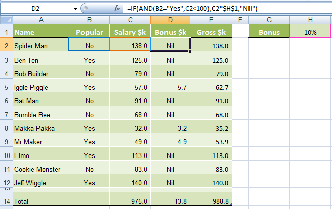 How to write or function in excel