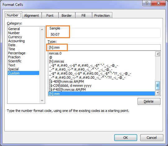 Excel Time formats