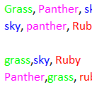 Change the color of words in text