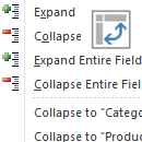 Excel PivotTable Expand and Collapse options