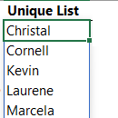 Excel Sorted Dynamic Unique List