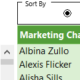 Excel scroll and sort table