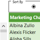 Excel scroll and sort table